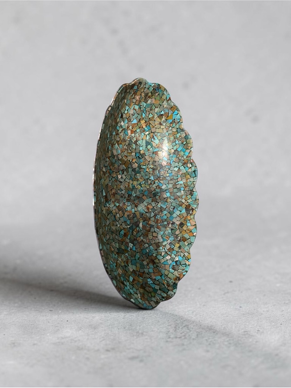 Jay King Turquoise and Brown Mosaic Shell Accent Dish